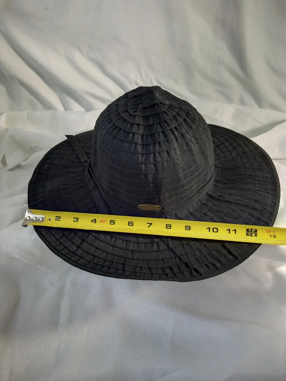 Panama Jack Black Wide-Brim Sun Hat with Decorative Band